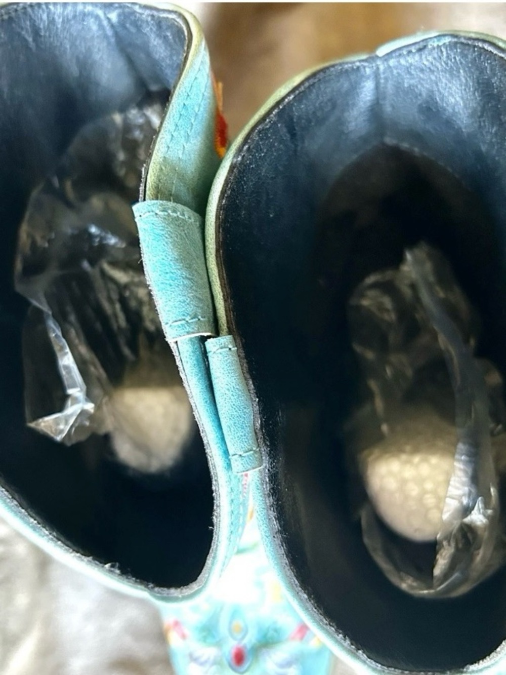 Turquoise Embroidered Western Cowgirl Boots – Wide Calf, Pointed Toe – 10.5 - Picture 7 of 12